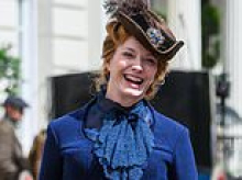 Christina Hendricks wows in vintage dress during Buccaneers filming