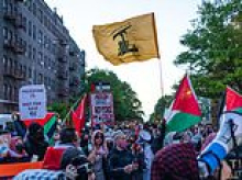 Outrage as Hezbollah flag flown and anti-Semitic slurs hurled during Brooklyn anti-Israel protest through historically-Jewish neighborhood
