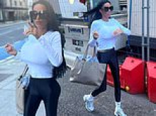 Katie Price displays the results of her botched Brazilian Butt Lift and fillers as she steps out in skintight leggings after revealing the life-threatening procedures are her 'biggest regret'