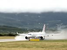 Moment terrified passengers scream as jet veers off runway in aborted take-off at Croatian airport