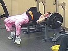 Terrifying moment man narrowly escapes being crushed by 145kg bar during bench press