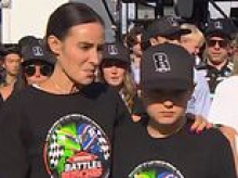Kyle Busch's devastated wife breaks down in tears as she and two kids, 11 and 4, attend NASCAR tribute at first race since the two-time champion's sudden death