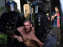 Riots break out in Paris within minutes of Champions League final kicking off as thousands of French police officers brace for night of chaos