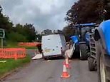 Moment van ploughs through construction works in road rage incident as firm fixing potholes forced to give staff bodycams for their own safety