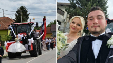 FOTO Mladenci kod Koprivnice na vjenčanje stigli na traktoru: 'Ribali smo ga dva tjedna...'