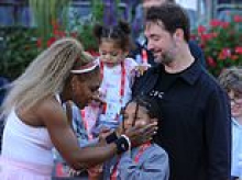 Mum's back at work! Serena Williams' daughters, eight and two, see her triumph at Queen's but are more interested in getting new toys and what's for dinner