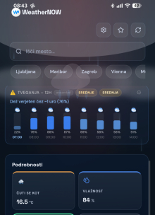 WeatherNOW: vremenska aplikacija neodvisnega slovenskega razvijalca