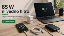 USB-C polnilec ni vedno hiter: zakaj 65 W ne pomeni enako za telefon, prenosnik in powerbank