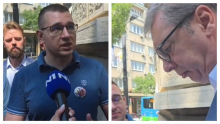 VUČIĆ IZAŠAO PRED DEMONSTRANTE: Deo me je dočekao zvižducima, a ja sam bio srećan što sam mogao da razgovaram sa njima (VIDEO)