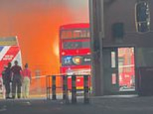Moment electric London bus bursts into flames amid record-breaking heatwave