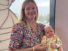 Shark victim mum Leah Stewart is finally reunited with her baby 12 days after horror great white mauling at Coogee Beach - as family issue a major update on her recovery