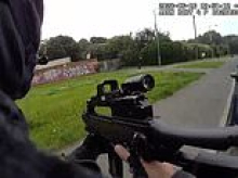 Moment van driver stops and gives armed police a LIFT to chase a suspect