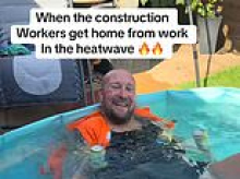 Tradesmen share the hilarious ways they are cooling down on TikTok as they soldier on in 36C heat
