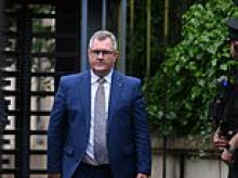 JILLY BEATTIE: When I broke the story of a husband and wife charged with sexual abuse charges, the former DUP leader's downfall had begun - but here is the EXACT moment our eyes met... and both Jeffrey Donaldson and I knew it was all over for him