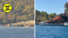 DRAMATIČNE SNIMKE Na Hvaru izgorio katamaran! Potonuo je. Putnici su pobjegli na obalu