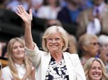 Sue Barker returns to Centre Court at Wimbledon as she joins Geoff Hurst and Britain's sporting heroes in the Royal Box