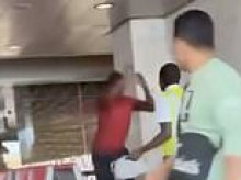 Moment enraged Irish tourist brutally attacks police officers in airport rampage leaving victims 'seriously injured' as passengers scream 'stop it'