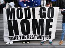 Neo-Nazi protesters gather outside Melbourne's Marvel Stadium for Indian Prime Minister's 'rockstar' speaking event - as 30,000 buy tickets