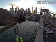 Hero NYPD cops filmed saving life of suicidal woman who climbed Brooklyn Bridge in vertigo-inducing video