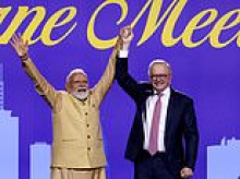 Narendra Modi celebrates 'Indianness' of raucous Melbourne crowds after signing a uranium deal with Albanese