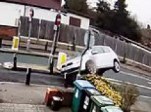Moment drivers repeatedly smash into bollards too slim for cars - as fed-up homeowner calls for slimmed-down road to be widened