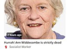 Hard-left rejoice at Ann Widdecombe's death with sick celebratory social media posts - while Peter Tatchell brands her a 'BIGOT!'