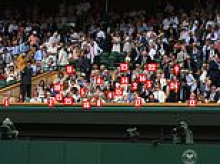 Who's who in the Royal Box at Wimbledon on Day 12? Martin Freeman and Hugh Laurie lead star-studded arrivals at Centre Court - alongside Queen of fashion Anna Wintour