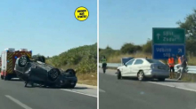 VIDEO TEŠKA NESREĆA NA A1: Auto na krovu kod Gornje Ploče, kolona duga dva kilometra!