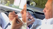 VIDEO Dodik jeo mesni doručak u skupom autu, ljudi poručili: 'To ti ne ide uz taj tvoj auto'