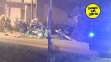 FOTO: UŽAS U ZAGREBU Auto sletio s ceste i prepolovio se. Čovjek poginuo, ima ozlijeđenih