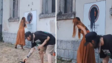 VIDEO Naslikala pa uništila grb 'Tigrova' u Sinju: 'Moja namjera nije bila vrijeđati branitelje...'