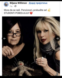 MORBIDNA KAMPANJA BLOKADERA - VUDU LUTKAMA NA PENZIONERE! Biljana Vilimon zabada igle i viče: 