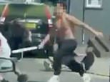 Moment 'machete brawl' erupts in broad daylight - as two men arrested and three are injured
