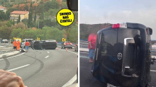 VIDEO Teška nesreća kod Rijeke. Auto se prevrnuo, ogromna je kolona. Bježali su policajcima?