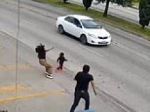 Toddler running directly into oncoming traffic saved moments before impact after a split-second decision by hero supermarket manager