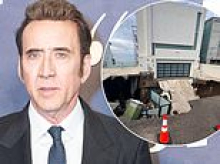 Nicolas Cage's Malibu beachfront mansion rocked by massive SINKHOLE as driveway collapses at lavish $10.5million home