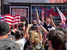 Charlie Kirk statue unveiling in Times Square descends into chaos as protesters clash on anniversary of his death
