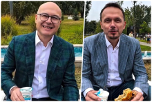 VUČEVIĆ I REBRAČA ZASELI NA KLUPICU PA NAVALILI! S košarkaškom legendom na bureku, kucnuli se i jogurtom: Živeli! Pa se sladili pobedničkim bombonicama (VIDEO) 
