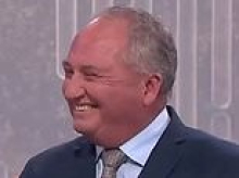 Andrew Hastie and Barnaby Joyce appear jovial on ABC National Migration Forum after the Liberal minster furiously unleashed over One Nation's 'traitor' insult