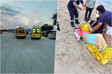 DRAMATIČNE FOTOGRAFIJE SPASAVANJA SRBINA U GRČKOJ! Izvučen iz mora BEZ SVESTI I PULSA: Vlasnik bara i spasioci mu vratili srčani rad na plaži! (FOTO)