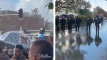 VODENIM TOPOM NA PODIVLjALE ALBANCE: Pristalice terorističke OVK u sukobu sa policijom, haotično u Hagu (VIDEO)