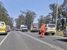 Motorbike rider is killed and another critical in hospital after ute towing a horse float rolled on country road