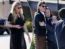 Pictured: Hayden Panettiere's friends Connie Britton and Beverly D'Angelo lead stars paying tribute at Malibu memorial ceremony