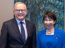 Anthony Albanese comes face-to-face with Japanese prime minister for first time since 'melon-gate' controversy