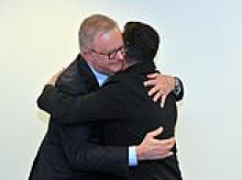 Anthony Albanese hugs Zelenskyy and boosts Ukraine aid by $60million as new pact is signed