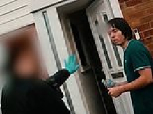 Moment crazed killer, 18, remains calm as police arrest him outside home for murdering his teaching assistant mother - after keeping her captive then striking her to death with a hammer