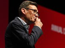 Burnham falls silent on stage as he chokes back emotion before speaking about his late father Roy in Labour conference speech - just two weeks on from his death with Alzheimer's