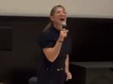 Moment October 7 survivor whose husband died jumping on a grenade to protect his sons is booed off stage during protest at anti-IDF film premiere