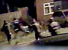 Chilling moment gang corner man, 21, 'like pack of animals' and stab him to death - as killers caught trying to flee the country are jailed for total of more than 100 years