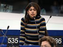 French far-left MEP with Palestinian background sparks fury by 'trashing October 7 commemoration by throwing Israeli flags to the floor'